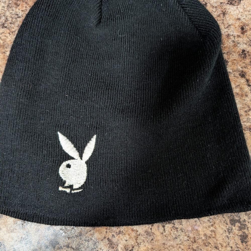 PLAYBOY Black Beanie with Iconic Logo